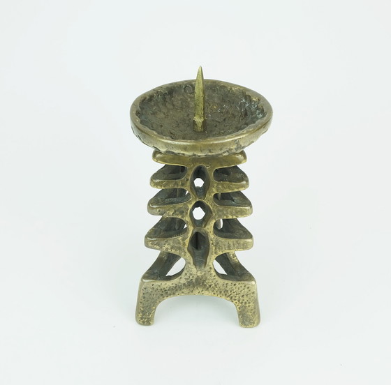 Image 1 of 1960S 70S Mid Century Brutalist Brass Candleholder For One Big Candle