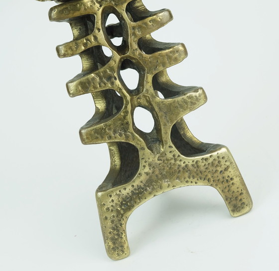 Image 1 of 1960S 70S Mid Century Brutalist Brass Candleholder For One Big Candle