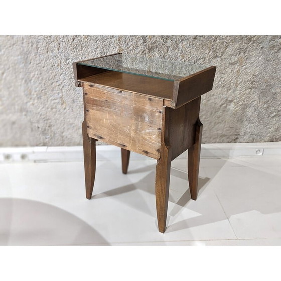 Image 1 of Vintage walnut and glass night stand by André Sornay, 1940s