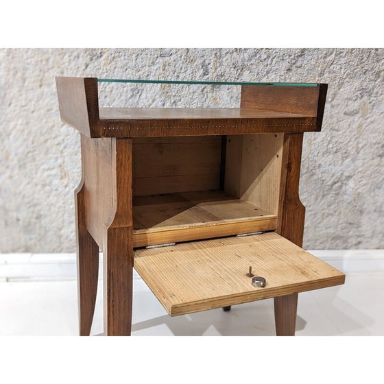 Image 1 of Vintage walnut and glass night stand by André Sornay, 1940s