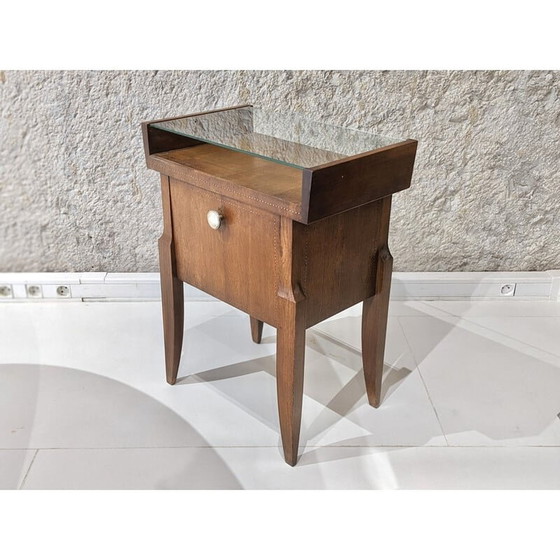 Image 1 of Vintage walnut and glass night stand by André Sornay, 1940s