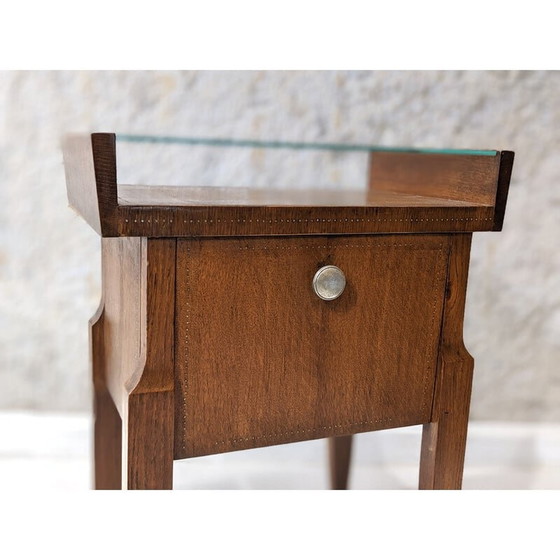 Image 1 of Vintage walnut and glass night stand by André Sornay, 1940s