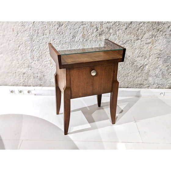 Image 1 of Vintage walnut and glass night stand by André Sornay, 1940s