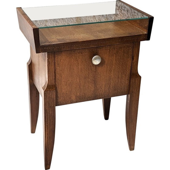 Image 1 of Vintage walnut and glass night stand by André Sornay, 1940s