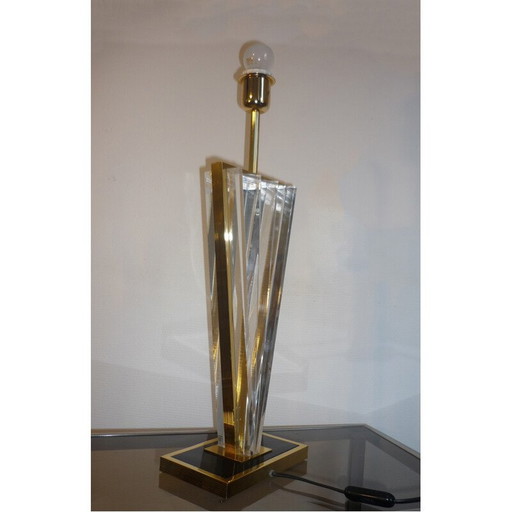 Mid-century plexiglas and brass lamp - 1970s