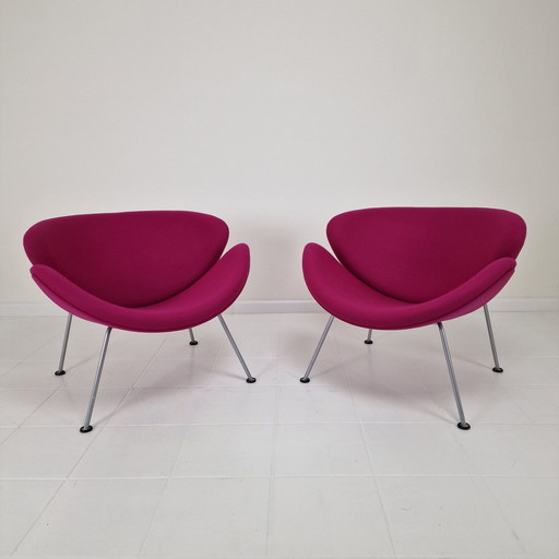 Set Of 2 Orange Slice Chairs  By Pierre Paulin For Artifort, 1990'S