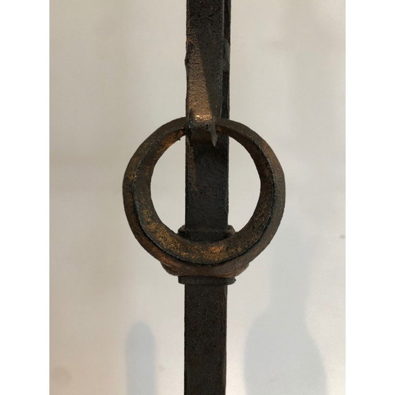 Image 1 of Vintage wrought iron and gilded floor lamp by Parquet, France 1940s