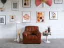 Fauteuil vintage en cuir marron