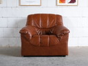 Fauteuil vintage en cuir marron