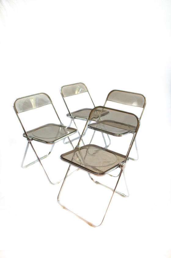 Image 1 of 4x Giancarlo Piretti for Castelli Smoked Plia folding chairs