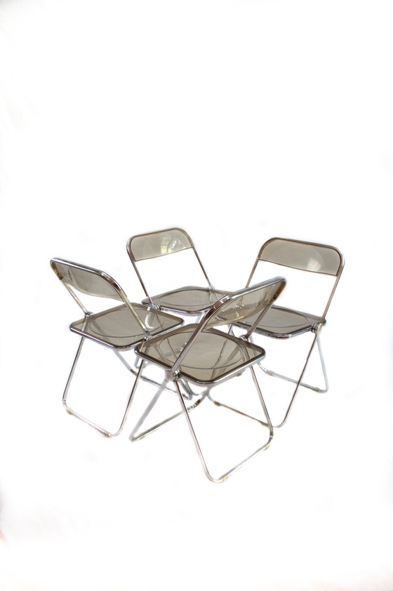 Image 1 of 4x Giancarlo Piretti for Castelli Smoked Plia folding chairs