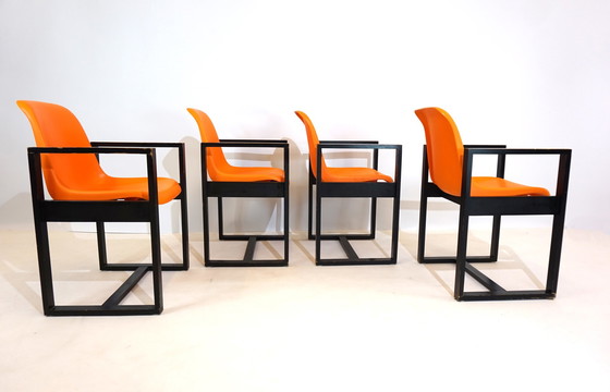 Image 1 of Mann Möbel Ensemble de 4 chaises de salle à manger/bureau 70s