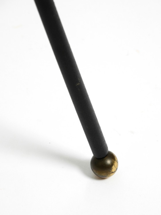 Image 1 of Original Mid Century Tripod iron stand ashtray with a brass bowl