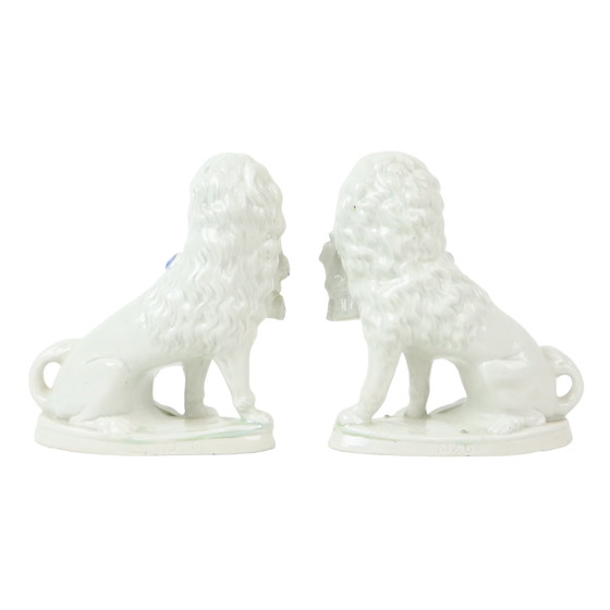 Image 1 of Pair of Antique Dogs Porcelain Art Nouveau