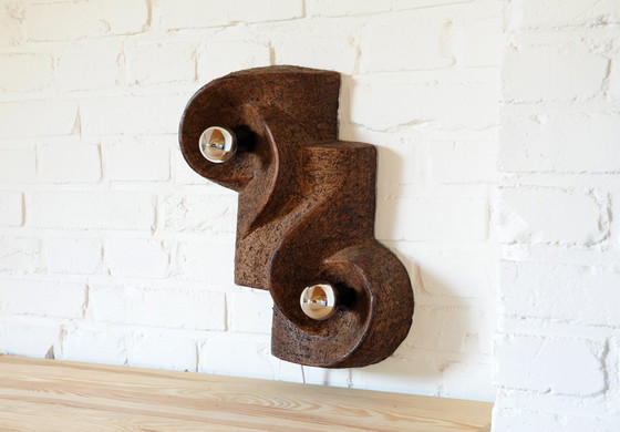 Image 1 of Ceramic brutalist wall lamp made of chamotte clay