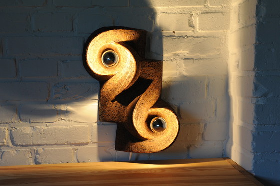 Image 1 of Ceramic brutalist wall lamp made of chamotte clay