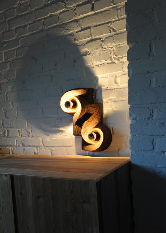 Image 1 of Ceramic brutalist wall lamp made of chamotte clay