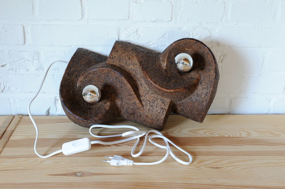 Image 1 of Ceramic brutalist wall lamp made of chamotte clay