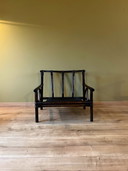 Chaise longue vintage manou en rotin avec tissu velours