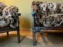 Chaise longue vintage manou en rotin avec tissu velours