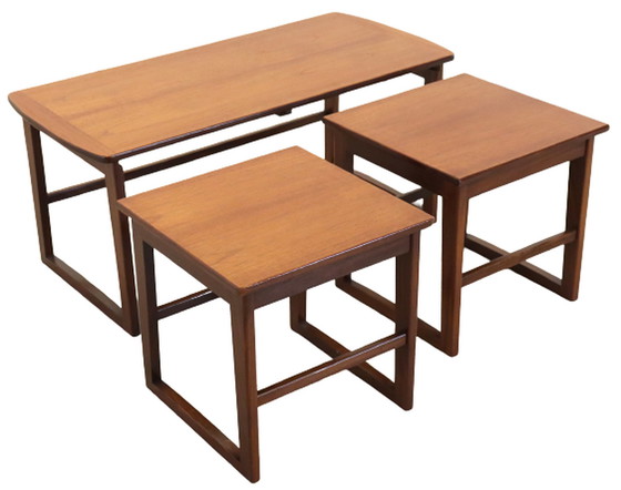 Image 1 of Coffee table with nesting tables 'Ossett' vintage
