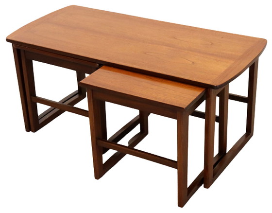 Image 1 of Coffee table with nesting tables 'Ossett' vintage