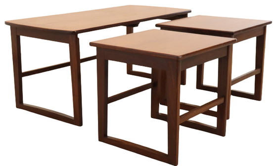Image 1 of Coffee table with nesting tables 'Ossett' vintage
