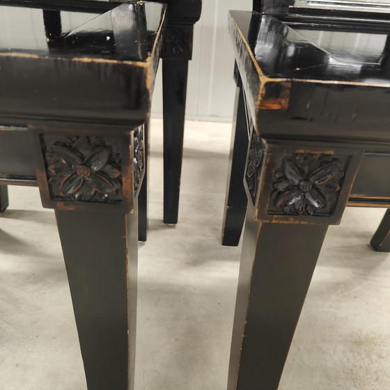 Image 1 of 4x Asian ebonized postmodern dining room chair