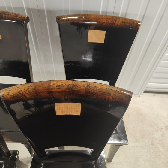 Image 1 of 4x Asian ebonized postmodern dining room chair