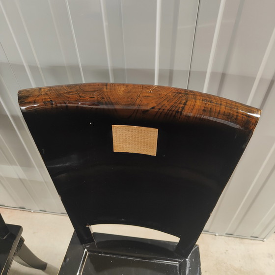 Image 1 of 4x Asian ebonized postmodern dining room chair