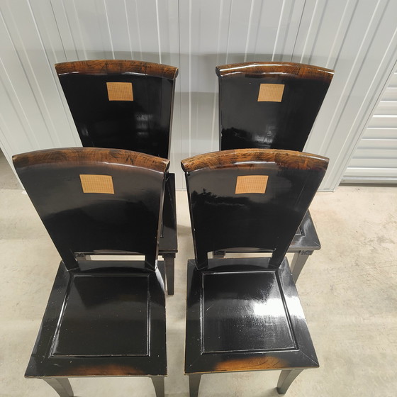 Image 1 of 4x Asian ebonized postmodern dining room chair