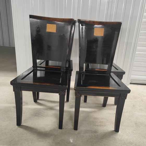 Image 1 of 4x Asian ebonized postmodern dining room chair