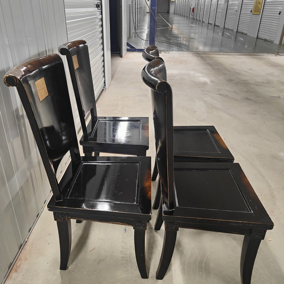 Image 1 of 4x Asian ebonized postmodern dining room chair