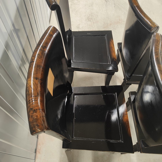 Image 1 of 4x Asian ebonized postmodern dining room chair