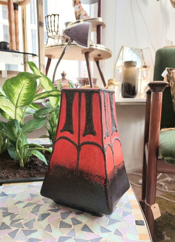 Image 1 of Fat Lava Fatlava Germany Vase Vase Red Brown Vintage