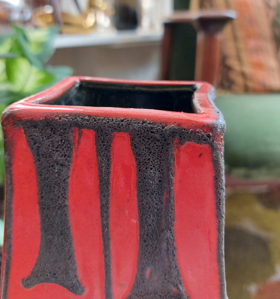 Image 1 of Fat Lava Fatlava Germany Vase Vase Red Brown Vintage