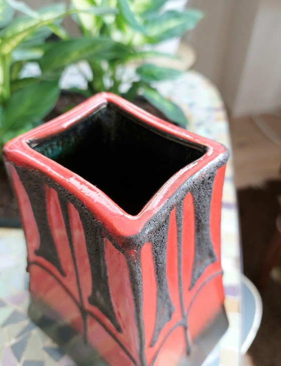Image 1 of Fat Lava Fatlava Germany Vase Vase Red Brown Vintage