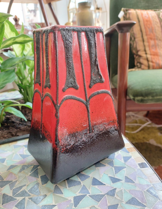 Image 1 of Fat Lava Fatlava Germany Vase Vase Red Brown Vintage