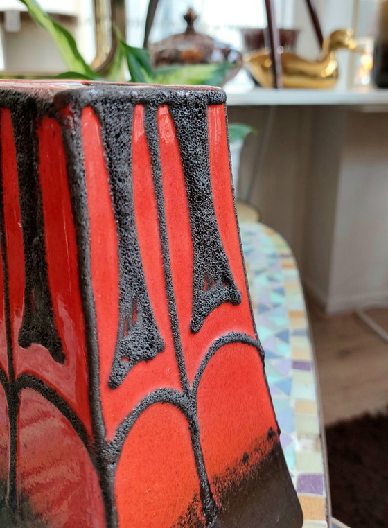 Image 1 of Fat Lava Fatlava Germany Vase Vase Red Brown Vintage