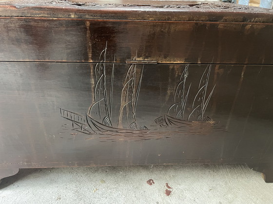 Image 1 of Authentic Wooden Book Or Blanket Box