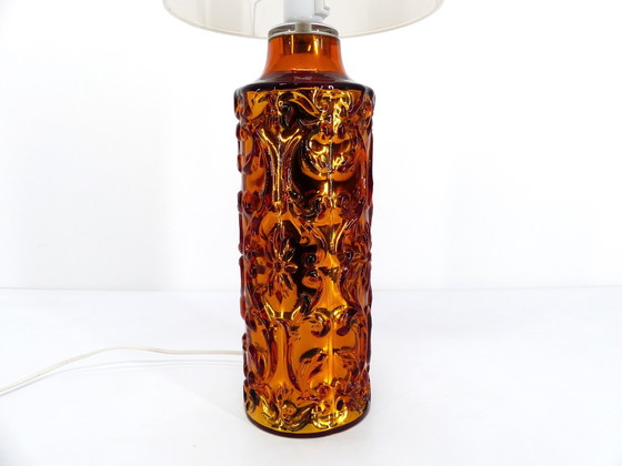 Image 1 of Gustaf Leek Scandinavian Lamp In Gilded Chipboard Glass Orrefors 1960