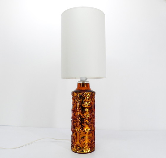Image 1 of Gustaf Leek Scandinavian Lamp In Gilded Chipboard Glass Orrefors 1960