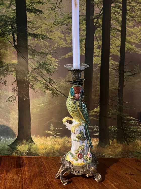 Image 1 of Parrot Candle Holder Porcelain