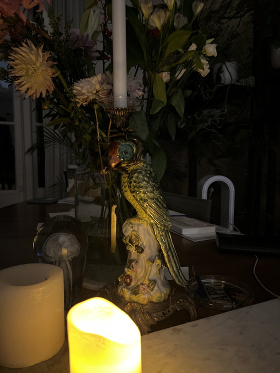 Image 1 of Parrot Candle Holder Porcelain