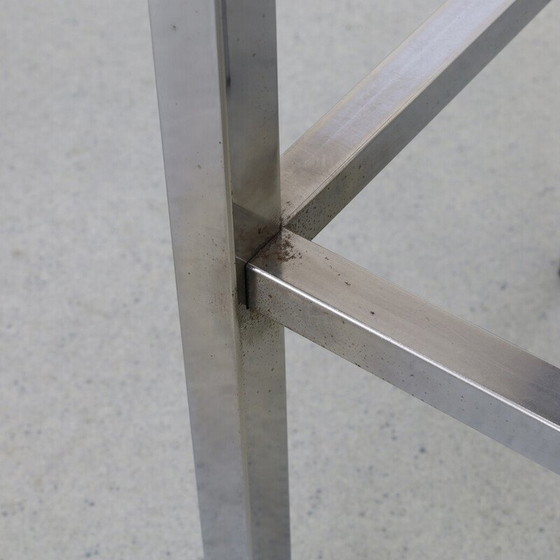 Image 1 of Set of 3 vintage bar stools in chrome and leather, 1980