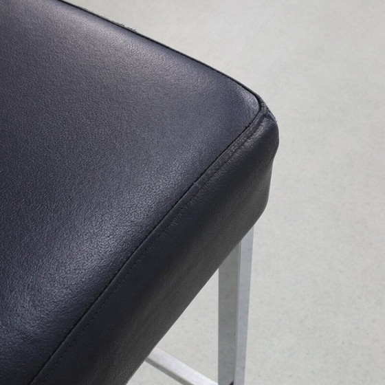Image 1 of Set of 3 vintage bar stools in chrome and leather, 1980