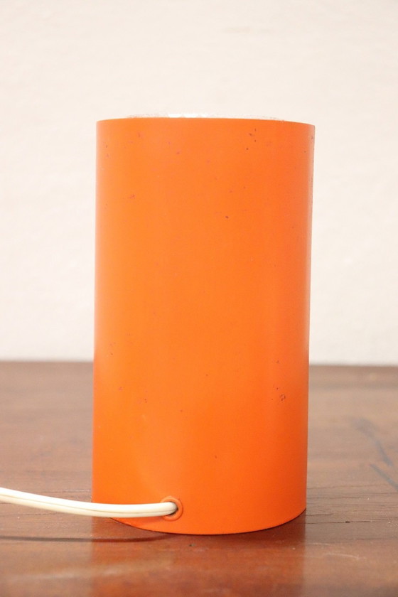 Image 1 of Murano Glass And Orange Metal Small Table Lamp, 1950S