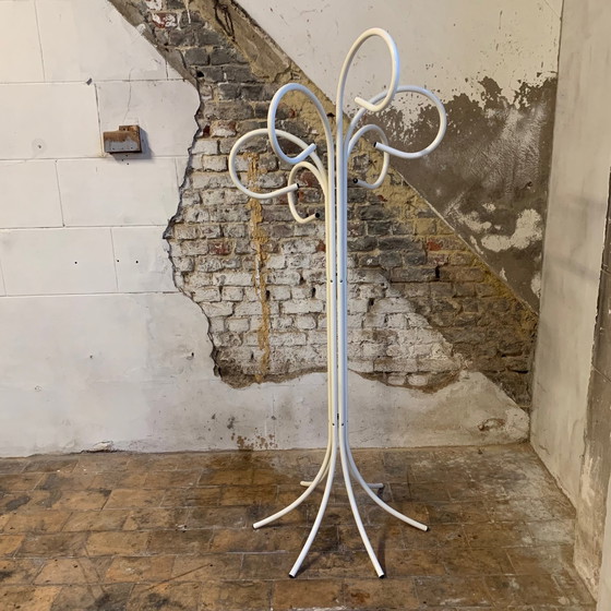 Image 1 of Original coat rack in white lacquered metal from the 80s