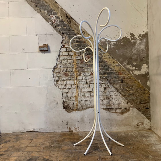 Image 1 of Original coat rack in white lacquered metal from the 80s