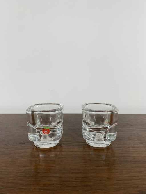 Gulf Glass Candle Holder Duo, 1970S